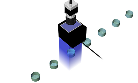 Inspection of text on the inner surface of plastic bottle caps