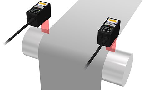 Meandering control and width measurement of sheet material