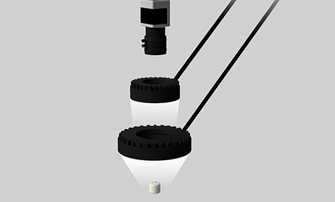 Inspection for foreign objects on rubber plug with droplets on it