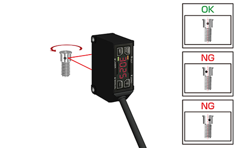 Positioning of metal parts by detecting small hole