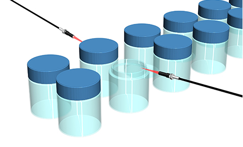 Detecting existence of caps of vial bottles