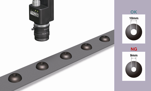 Measurement of hole diameter on rubber parts